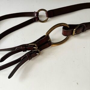 Lauren Ralph Lauren Brown Leather Belt with Gold Accents Equestrian Western